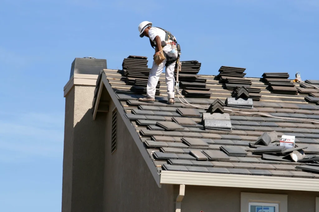 roofing being installed by a roof tech