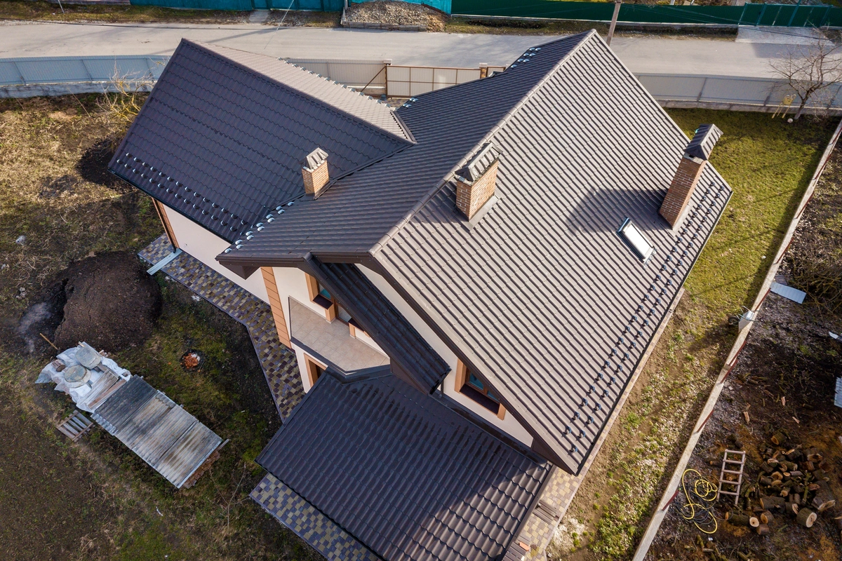 arial view of a home with new roofing