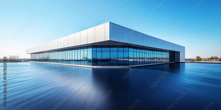 a building with a glass wall